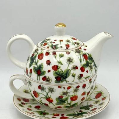 Grace Teaware Fine Porcelain Strawberry & Ladybug Tea-for-One Set