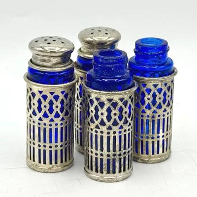 (4) Vintage Cobalt Blue Salt & Pepper Shakers 