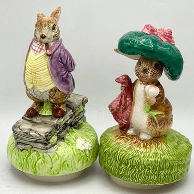 (2) Beatrix Potter Schmid Music Boxes – “Old Mr. Bunny” & “Mrs. Rabbit”