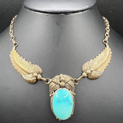 925 Southwestern Style Sterling Silver & Turquoise Necklace