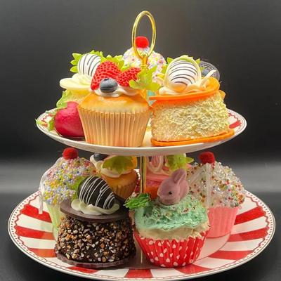 Porcelain Cupcake Display by Grave Teaware with Faux Cupcakes