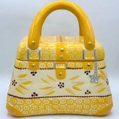 Ceramic Temp-tations by Tara Old World Yellow Floral Large Purse Cookie Jar (Yellow