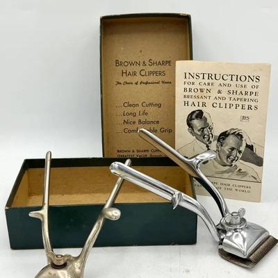 (2) Vintage Brown & Sharpe Manual Hair Clippers with Box & Instructions