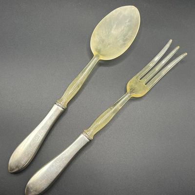 925 Bakelite Salad Servers with Sterling Silver Handles