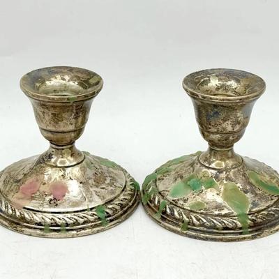 (2) Sterling Silver Weighted Candlestick Holders 