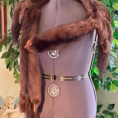 Vintage Brown Mink Fur Stole