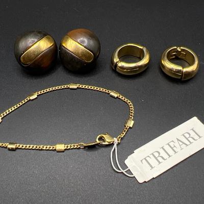 Trifari Costume Jewelry — Earrings & Bracelet