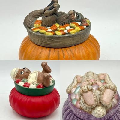 (3) Vintage Ceramic Animal Dishes 