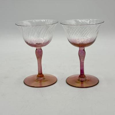 (2) Pink Depression Mini Glass