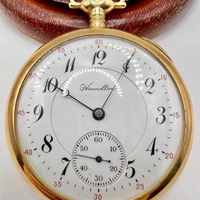 14K Fine Gold 585 Hamilton 21 Jewels Pocket Watch