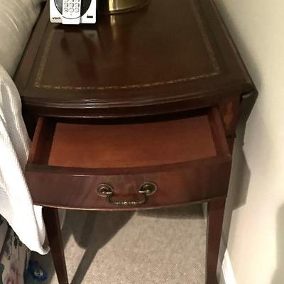Sale Photo Thumbnail #117: Leather topped end table (1 of 2)
