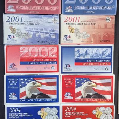 US Mint Issued Sets 2000-2004 P&D Sets