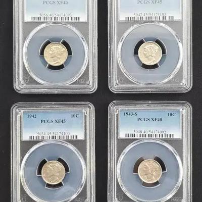 Mercury Dimes, 4 PCGS Graded 