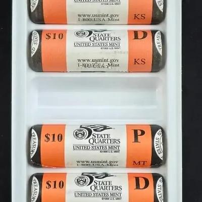 Mint Issued BU State Quarters Rolls 2007 P&D Montana, 2005 P&D Kansas 