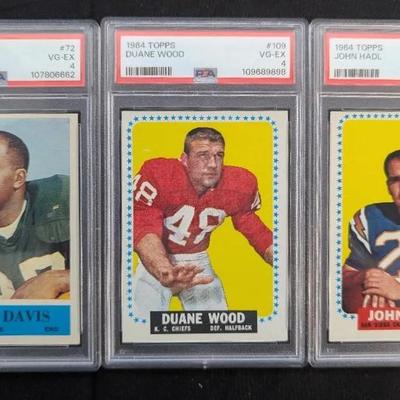 2 Topps & 1 Philadelphia PSA Graded Football Rookie Cards, All 1964