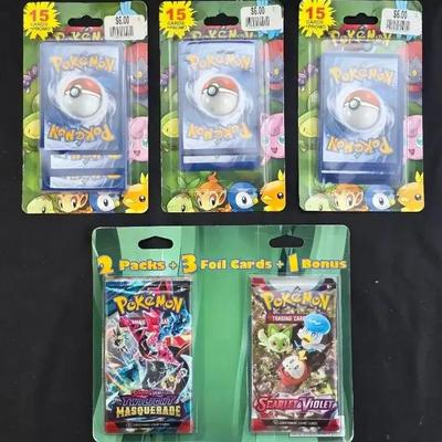 2 Pack Pokémon Set with Foil Cards & 3 15 Card Pokémon Sealed Packs