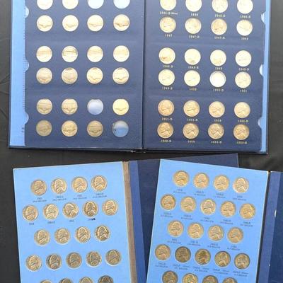 3 Books of Jefferson Nickels, Including Silver War Nickels