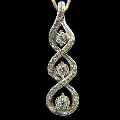10K White Gold Diamond Necklace & Chain, NAGL #1223434