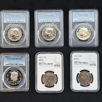 10 PCGS & NGC Graded Kennedy Halves