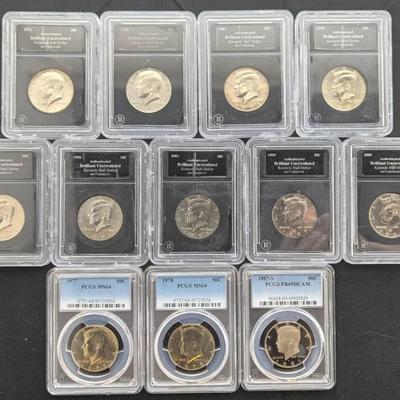 12 PCGS In Littleton Graded Uncirculated & Proof Kennedy Halves