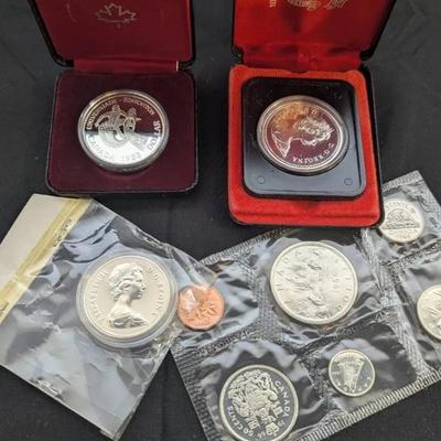 3 Canada Commemorative Silver Dollars & 1966 Silver Proof Sets Sealed Canada