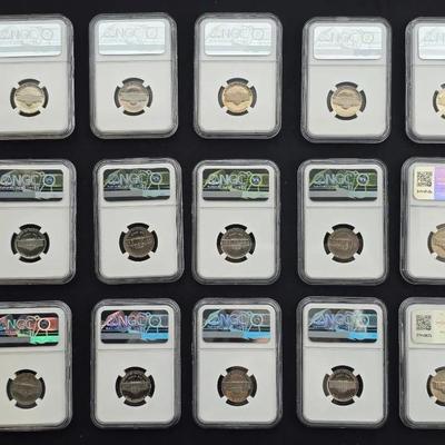 15 NGC Graded Jefferson Nickels