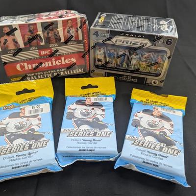 5 Sealed Packs, Boxes of New Soccer, UFC, & Hockey Cards Factory Sealed
