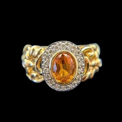 14k Yellow Gold Garnet & Diamond Ring, NAGL #1223420
