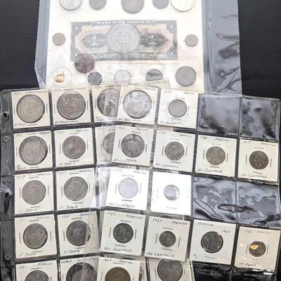 Foreign Coins with 1960s Mexico Mint Set, BU with Uncirculated Coins