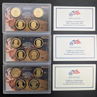 2007, 2008, 2009 Presidential Proof US Mint Issued Sets