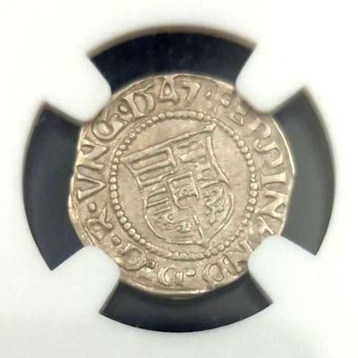 1547 Hungarian Denar Coin NGC MS-62