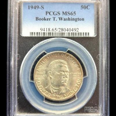 1949-S Silver Booker T Washington Commemorative Half Dollar, PCGS MS-65