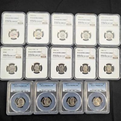 14 NGC & PCGS Graded Proof Jefferson Nickels