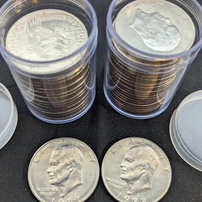 2 Rolls of Eisenhower Dollars, 40 Coins Total