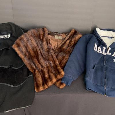 Women’s Coats & Hoodie – Trendz Coat (S), Hemphill-Wells Wrap, Dallas Cowboys Hoodie (M)