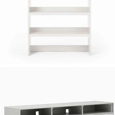 60" MEDIA CONSOLE & 40" HUTCH FROM THE WEST ELM EMILIA MEDIA COLLECTION 