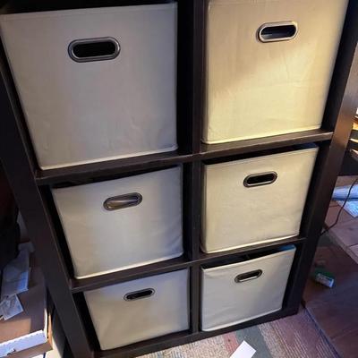 Wood And Six Basket Storage Center