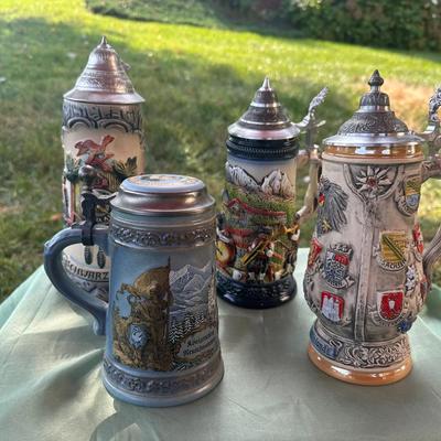 German King and Vintage Beer Stein Collection - Four Pieces