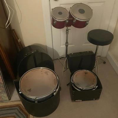 Rodgers Bongos On A Stand, A Stool, And pacific all maple shall CX SERIES Drums