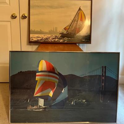 Two Framed Sail Boat Pictures