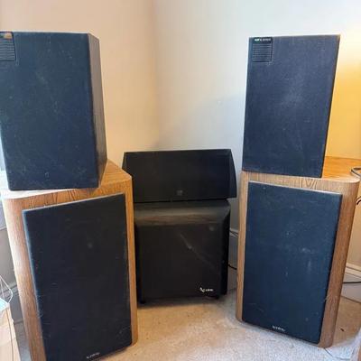 Infinity Servo Subwoffer With Two Infinity Box Speakers And  KEF Reference Series Speakers