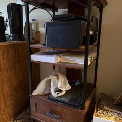 Wood And Black Iron Shelving Unit