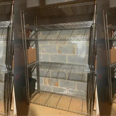 3 shelving units with 4 shelves 