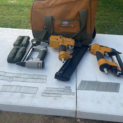 2 Stanley bostitch nail guns & Porter cable nail gun
