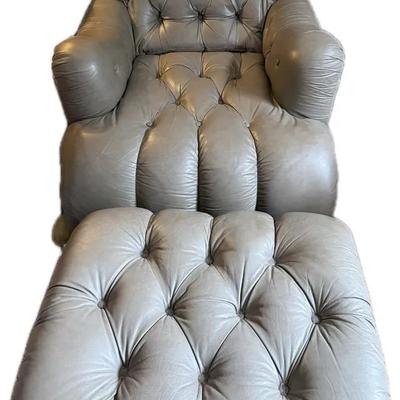 McKinley Leather Tufted Leather armchair with a matching Ottoman.