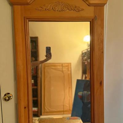 Large Light Wooden Mirror
