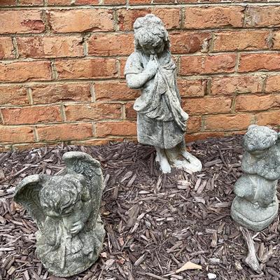 3 Concrete Garden Statues 