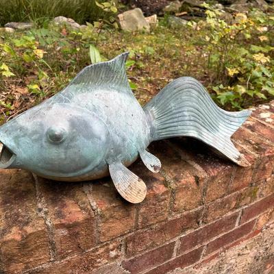 Copper Koi Fish Garden Statue 
