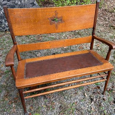 Vintage Tiger Oak Love Seat