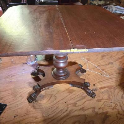 Antique Neoclassical Paw Foot Game Table 